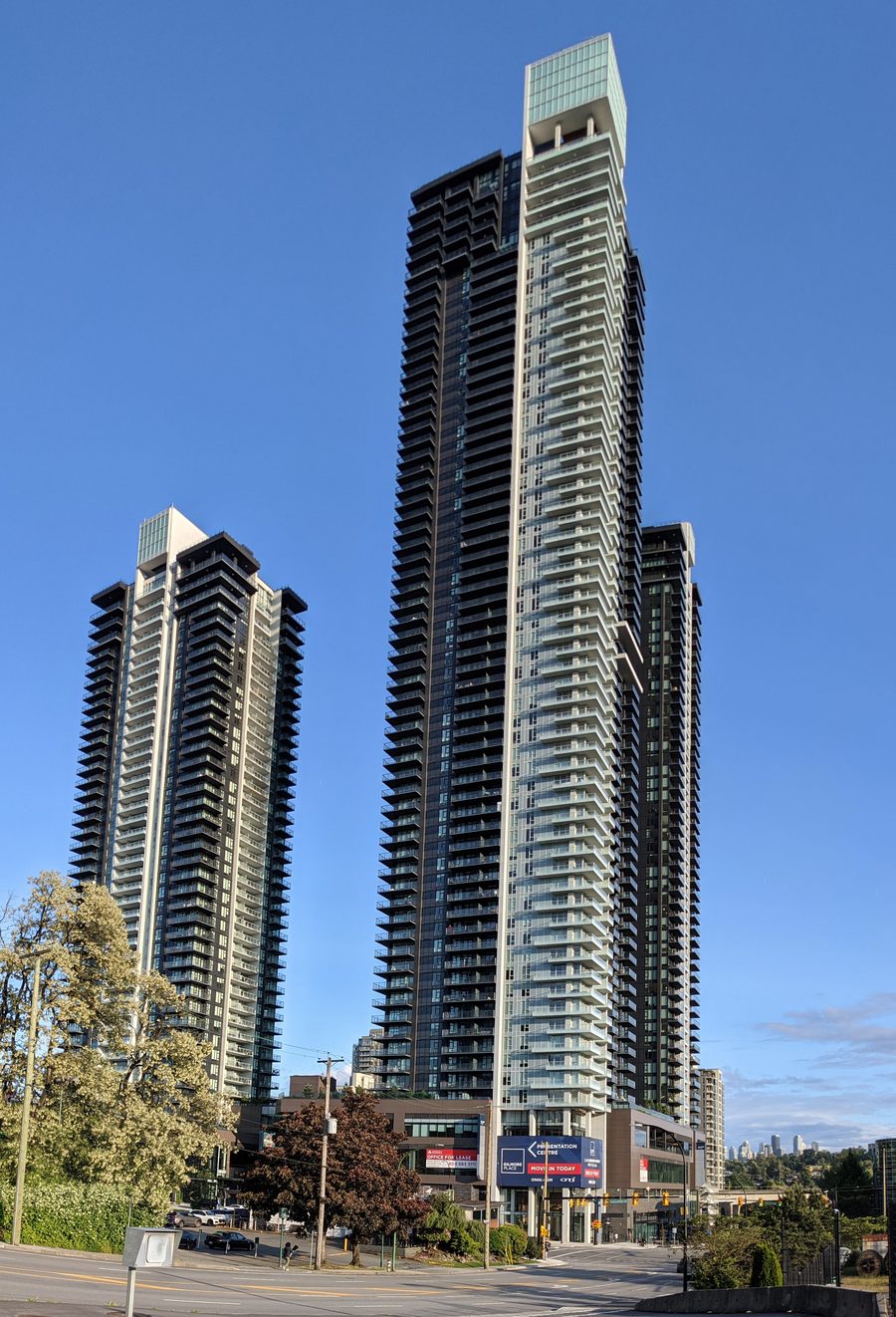 Glass curtain-wall towers